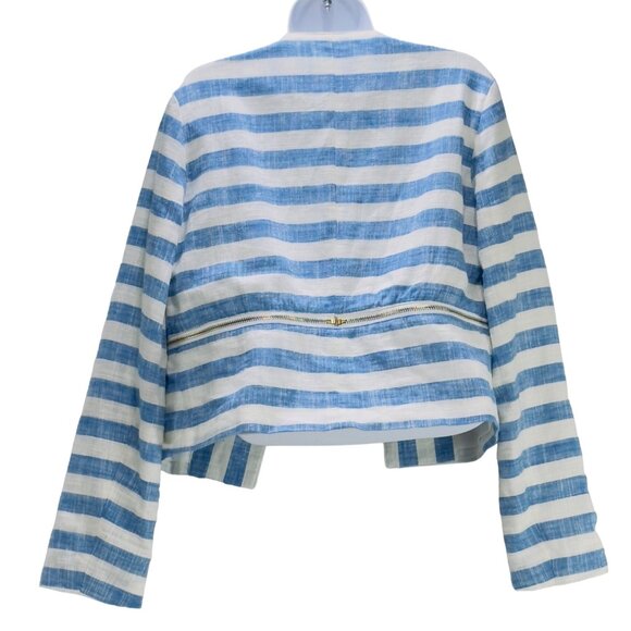 DANCE & MARVEL Women’s Jacket Linen Blend lined Cropped Gold-tone Zipper Size M - Picture 2 of 7